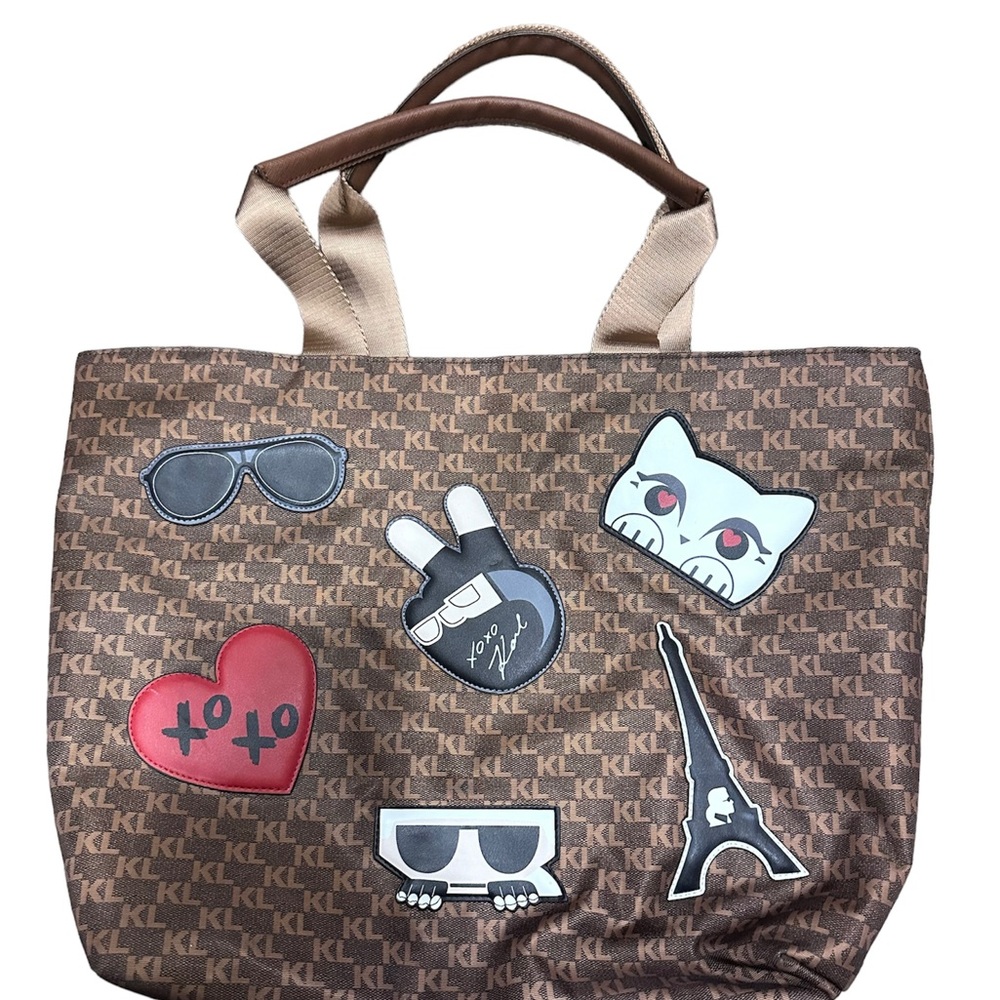 Karl Lagerfeld Amour Logo Patch Nylon Tote Bag